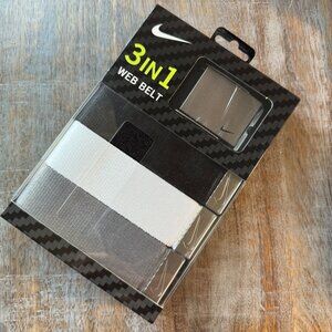 Nike 3 in 1 Web Belt - One Size Cut to Fit up to 42 - Grey Black White